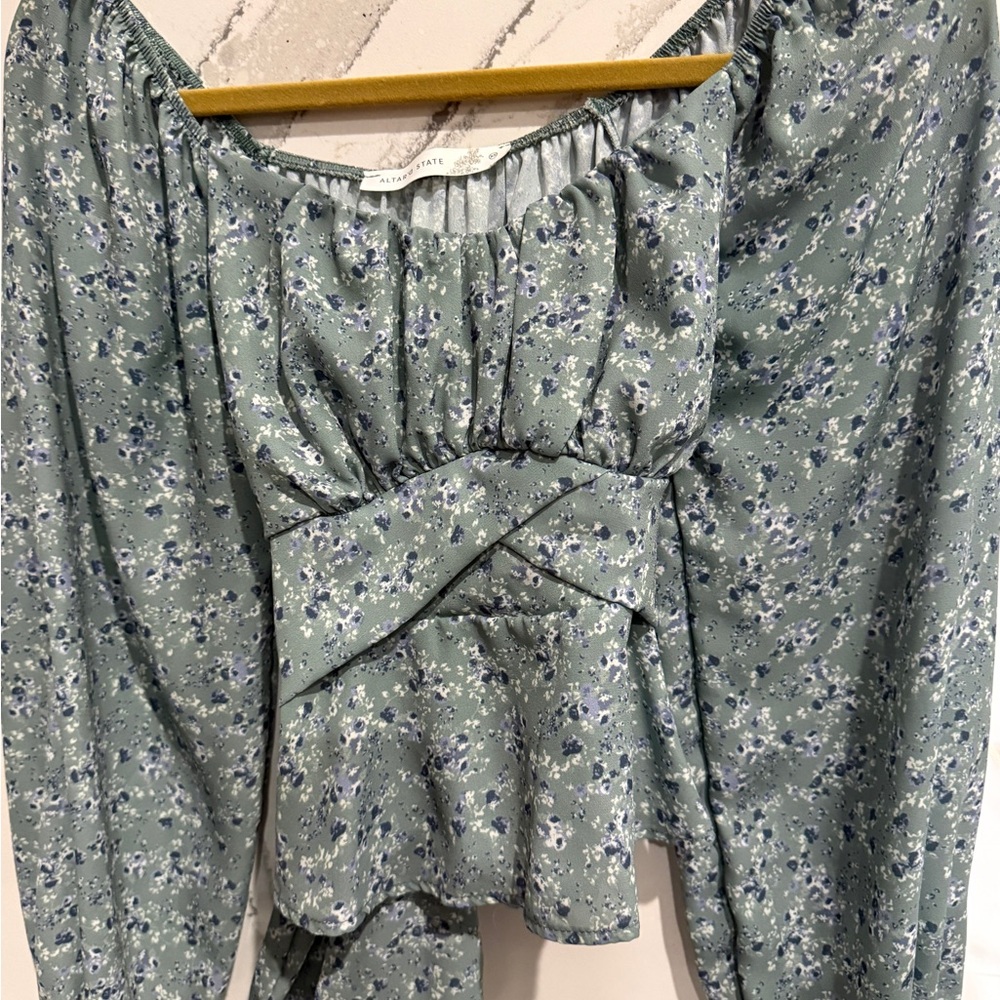 Altar'd State Sage Floral Blouse - NWOT